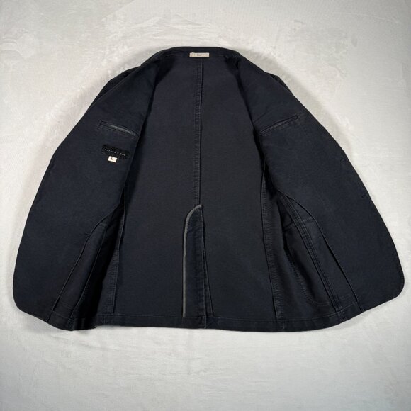 Arthur and Fox Blazer Pea Coat Men Size L 52 Blue Pockets Button Closure Jacket - Picture 8 of 15